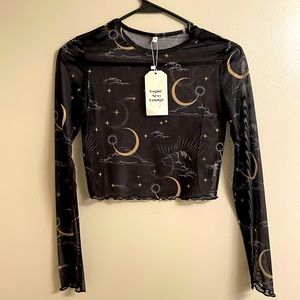 Sheer long sleeve crop top